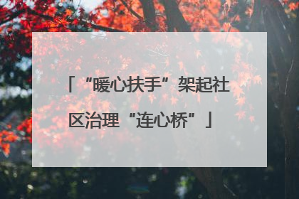 “暖心扶手”架起社区治理“连心桥”
