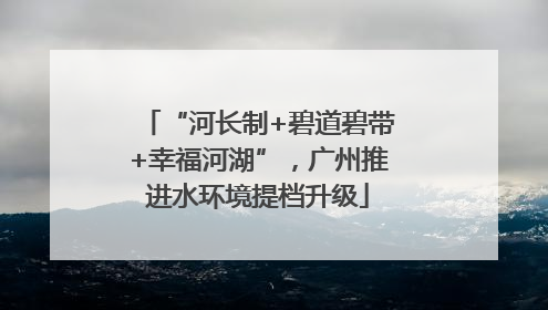 “河长制+碧道碧带+幸福河湖”，广州推进水环境提档升级