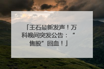 王石最新发声！万科晚间突发公告：“售股”回血！