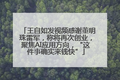 王自如发视频感谢董明珠雷军，称将再次创业，聚焦AI应用方向，“这件事确实来钱快”