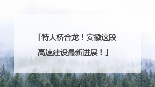 特大桥合龙！安徽这段高速建设最新进展！