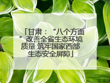 甘肃：“八个方面”改善全省生态环境质量 筑牢国家西部生态安全屏障