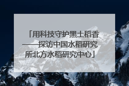用科技守护黑土稻香——探访中国水稻研究所北方水稻研究中心