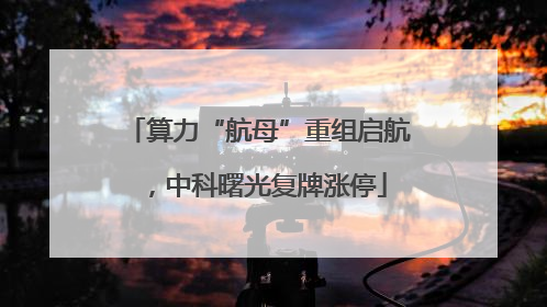 算力“航母”重组启航，中科曙光复牌涨停
