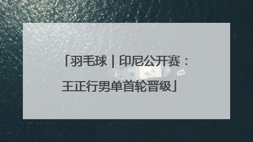 羽毛球｜印尼公开赛：王正行男单首轮晋级