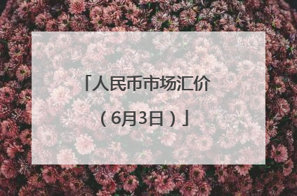 人民币市场汇价（6月3日）