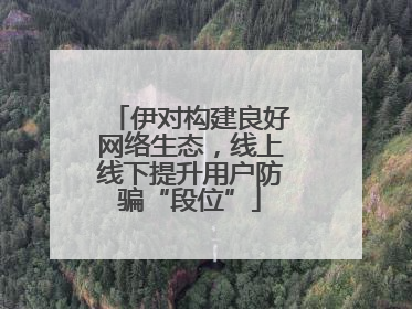 伊对构建良好网络生态，线上线下提升用户防骗“段位”