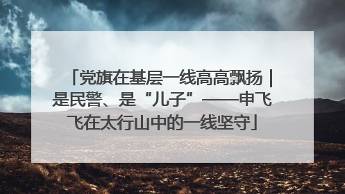 党旗在基层一线高高飘扬｜是民警、是“儿子”——申飞飞在太行山中的一线坚守