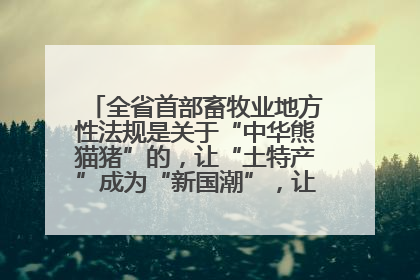 全省首部畜牧业地方性法规是关于“中华熊猫猪”的，让“土特产”成为“新国潮”，让“农产品”升格为“城市IP”