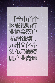 全市首个区级视听行业协会落户杭州钱塘，九州文化牵头布局微短剧产业高地