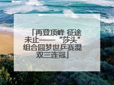 再登顶峰 征途未止——“莎头”组合圆梦世乒赛混双三连冠