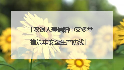 农银人寿信阳中支多举措筑牢安全生产防线
