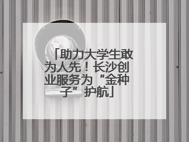 助力大学生敢为人先！长沙创业服务为“金种子”护航