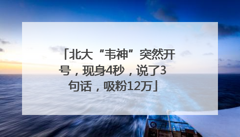 北大“韦神”突然开号，现身4秒，说了3句话，吸粉12万