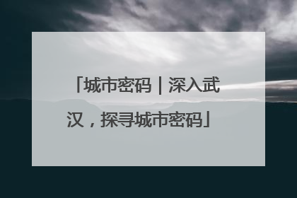 城市密码｜深入武汉，探寻城市密码