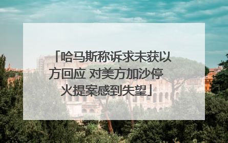 哈马斯称诉求未获以方回应 对美方加沙停火提案感到失望