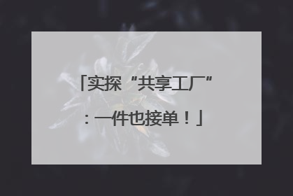 实探“共享工厂”：一件也接单！