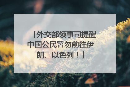 外交部领事司提醒中国公民暂勿前往伊朗、以色列！
