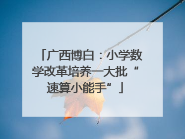 广西博白：小学数学改革培养一大批“速算小能手”