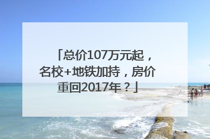 总价107万元起，名校+地铁加持，房价重回2017年？