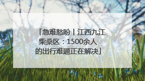 急难愁盼丨江西九江柴桑区：1500余人的出行难题正在解决