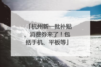 杭州新一批补贴、消费券来了！包括手机、平板等
