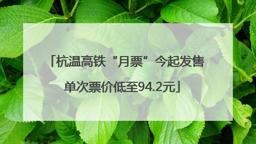 杭温高铁“月票”今起发售 单次票价低至94.2元