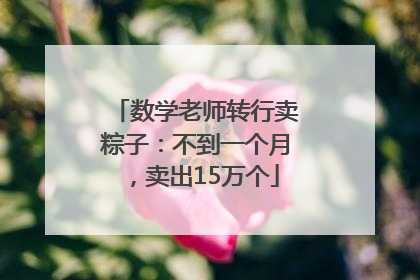 数学老师转行卖粽子：不到一个月，卖出15万个
