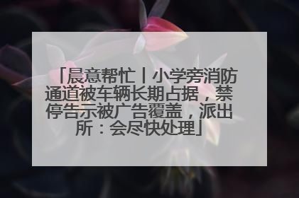 晨意帮忙丨小学旁消防通道被车辆长期占据，禁停告示被广告覆盖，派出所：会尽快处理