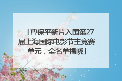 曹保平新片入围第27届上海国际电影节主竞赛单元，全名单揭晓