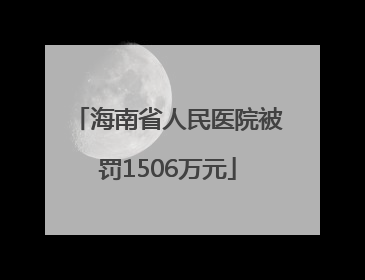 海南省人民医院被罚1506万元