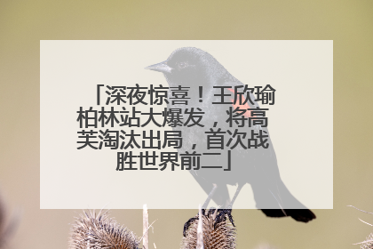 深夜惊喜！王欣瑜柏林站大爆发，将高芙淘汰出局，首次战胜世界前二