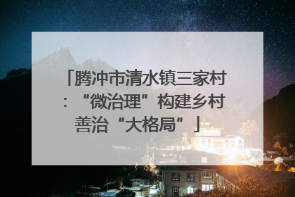 腾冲市清水镇三家村：“微治理”构建乡村善治“大格局”
