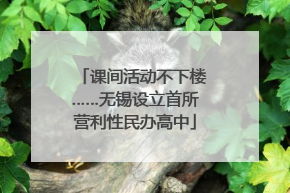 课间活动不下楼……无锡设立首所营利性民办高中