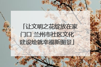 让文明之花绽放在家门口 兰州市社区文化建设绘就幸福新图景