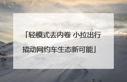 轻模式去内卷 小拉出行撬动网约车生态新可能