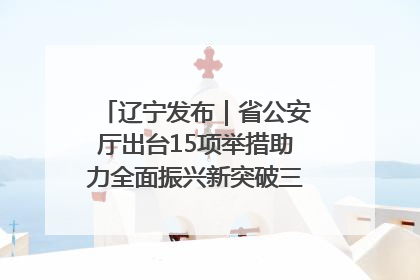辽宁发布｜省公安厅出台15项举措助力全面振兴新突破三年行动决胜之战