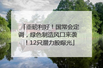 重磅利好！国常会定调，绿色制造风口来袭！12只潜力股曝光