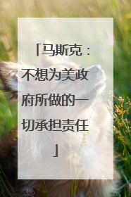 马斯克：不想为美政府所做的一切承担责任