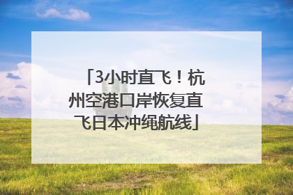 3小时直飞！杭州空港口岸恢复直飞日本冲绳航线