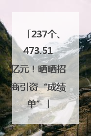 237个、473.51亿元！晒晒招商引资“成绩单”